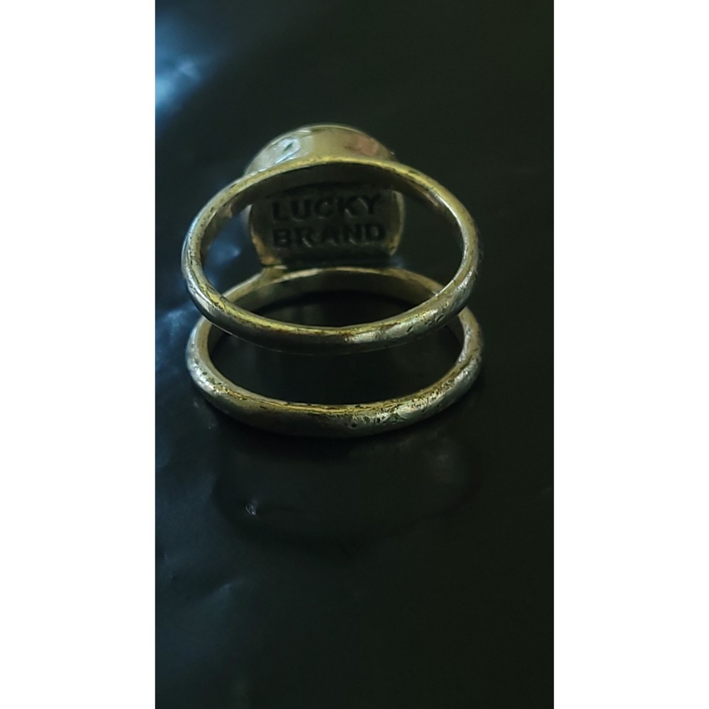 LUCKY BRAND Mother of Pearl Shell Look Ring Size 7 Silver Tone Boho Statement - Picture 7 of 9
